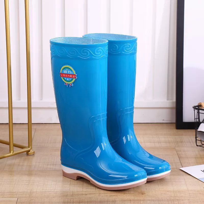 Giày cao su overshoes tất cả các trận đấu ngoài trời làm việc đặc biệt giày đi mưa phong cách thời trang của phụ nữ mặc bên ngoài giày dài ủng mùa đông phẳng đi mưa - Rainshoes