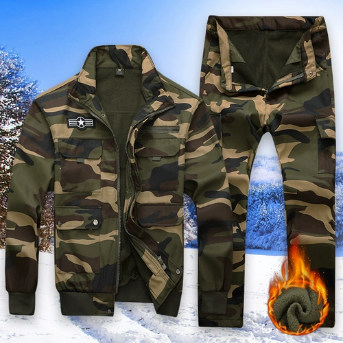 Утепленный камуфляжный рабочий износостойкий дорожный спортивный комплект с капюшоном для отдыха