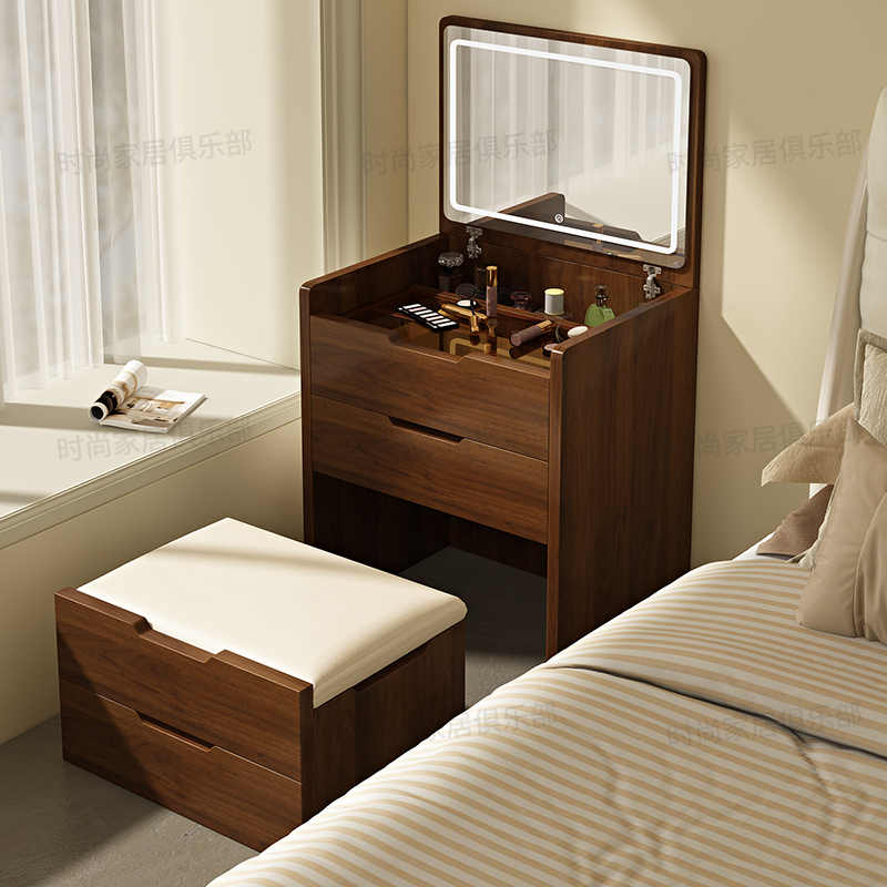 ドレッシングテーブル、ベッドサイドテーブル、一体型高級マスターベッドルーム、小さなドレッシングテーブル、小さな無垢材のベッドサイド、ベッドサイドフリップドレッシングテーブル