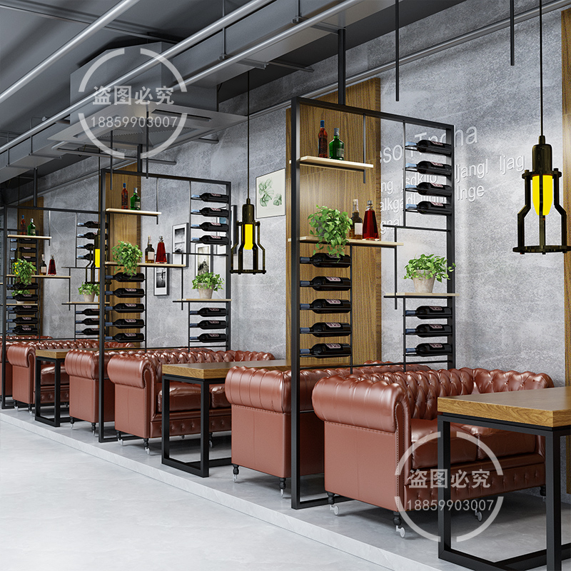 Music Dining Hall Iron Art Wine Rack Industrial Wind Partition Shelf Cafe Bar Creative Red Wine Rack Decorated Screen