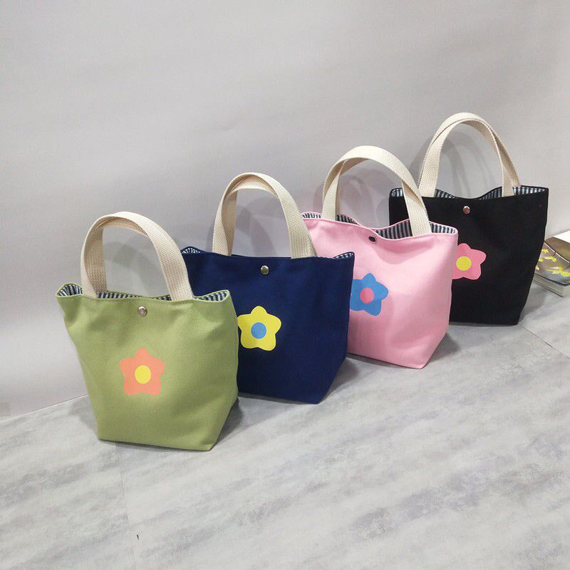 Mobile Cloth Bag Trumpet Pure Cotton Canvas 100 Hitch Fashion Hand-carrying Bag Minima Little Fresh Printed Girl Casual