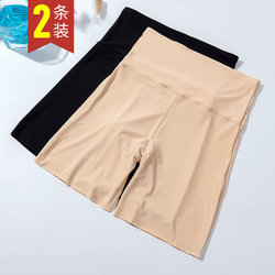 Ice silk safety pants for women in summer, thin, anti-exposure, non-curling, high-waist, elastic, belly-controlling, large-size bottoming insurance shorts