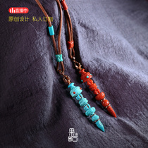 (Fruit stone) high porcelain without optimization natural turquoise magic quoise magic pestle pendant porcelain color south red carved necklace