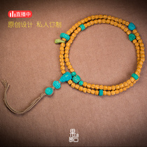 (Fruit Stone Designer) Bone Ling Set Rezhensi Basixiang 108 Twisting Beads Jinlongshan Yuertan Turquoise