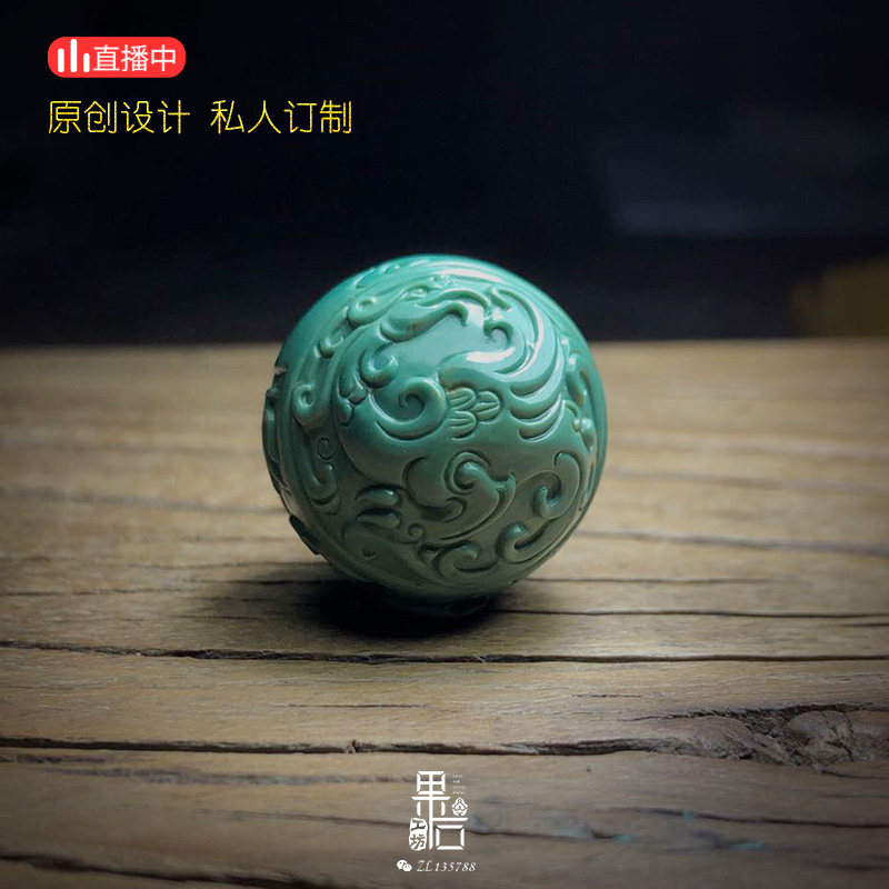 (fruit and stone products) Old oil turquoise turquoise imitation ancient dragon pinewood full pint porcelain glaze grade green pine stone customizable