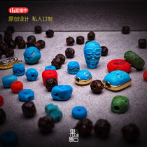 (Guoshi original design) kgold inlay engraving kit series strict selection of each mine turquoise custom