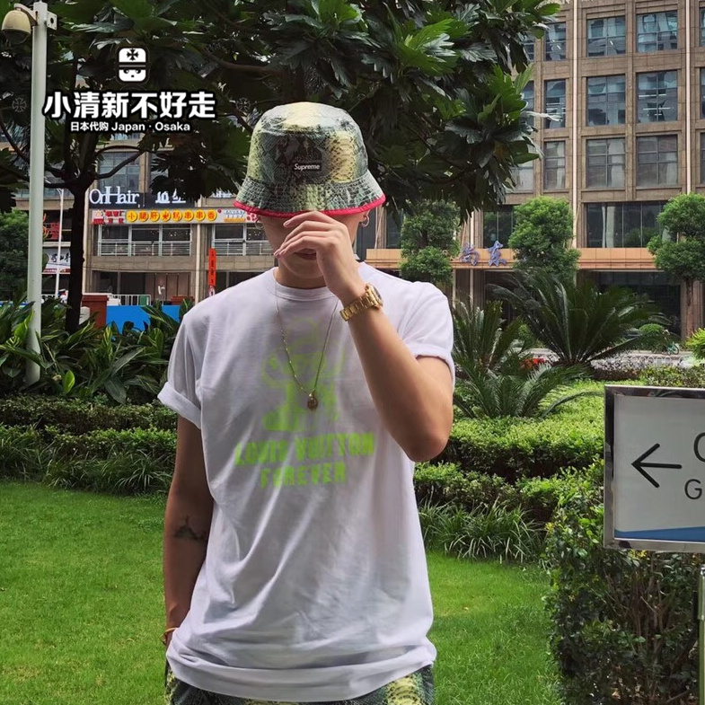 Supreme 18Ss Crusher Tnf North Face Collaboration Snake Print Snakeskin Double-Sided Fisherman's Hat Sun Hat