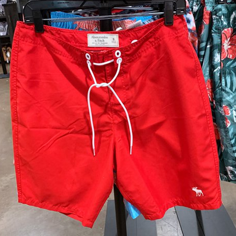 Af Abercrombie Fitch American Men's Solid Color Printed Lace-Up Casual Shorts Swim Trunks Beach Shorts