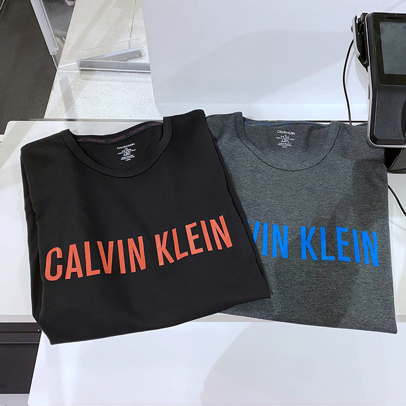 Ck Calvin Klein American Men's Pure Cotton Letter Home Pajamas Round Neck Short-Sleeved T-Shirt Nm1959
