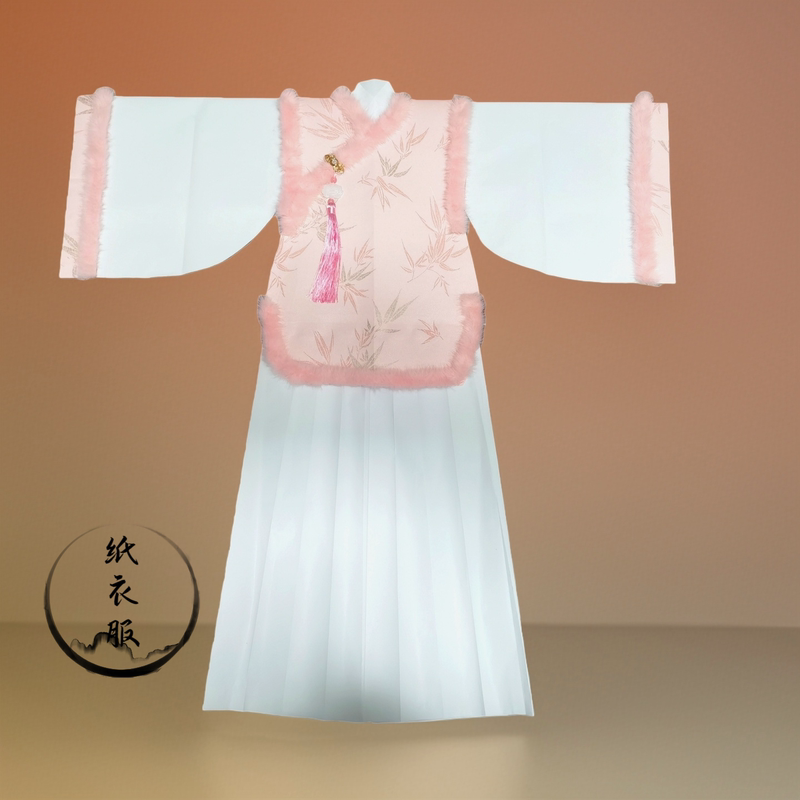 New Winter Pink Fairy Dress with Frayed Edges, Handmade Paper Dress, Cold Weather Clothing, March 3Rd New Year Style