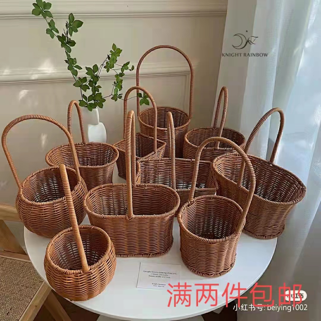 Imitation vine choreography choreography with multi-meat flower basket living-room pendulum pieces iron art drying flowers floral floral floral floral floral basket with hand salute