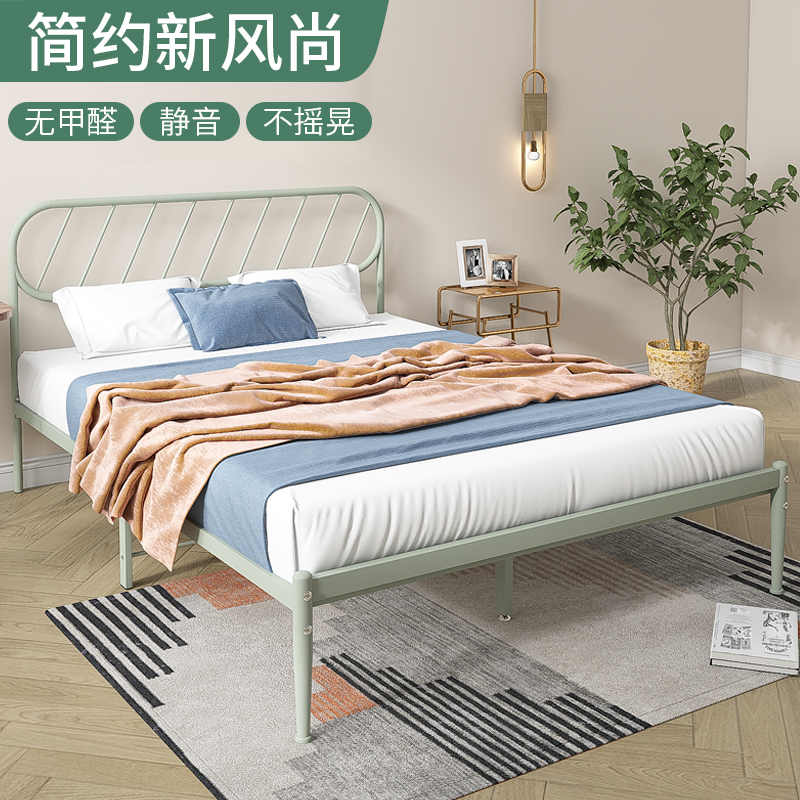 Net red wrought iron bed double bed modern simple princess bed children's single bed rental room iron frame bed thick reinforcement