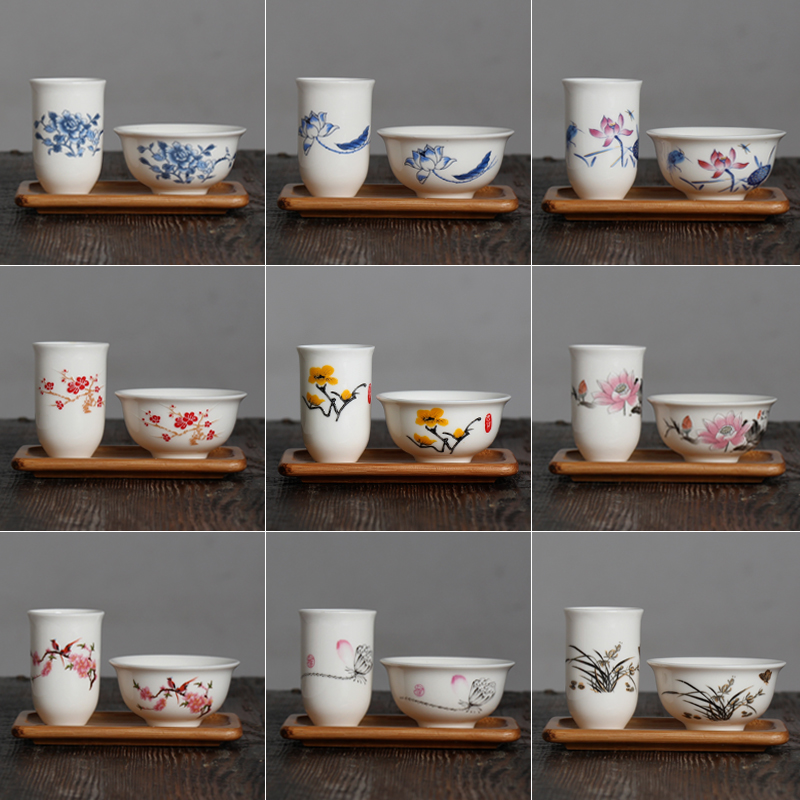 Ceramic White Porcelain Smelling Cup Tasting Cups long cups Tea art Performance Remain cup sets Ivory White Kongfu Tea Furniture-Taobao