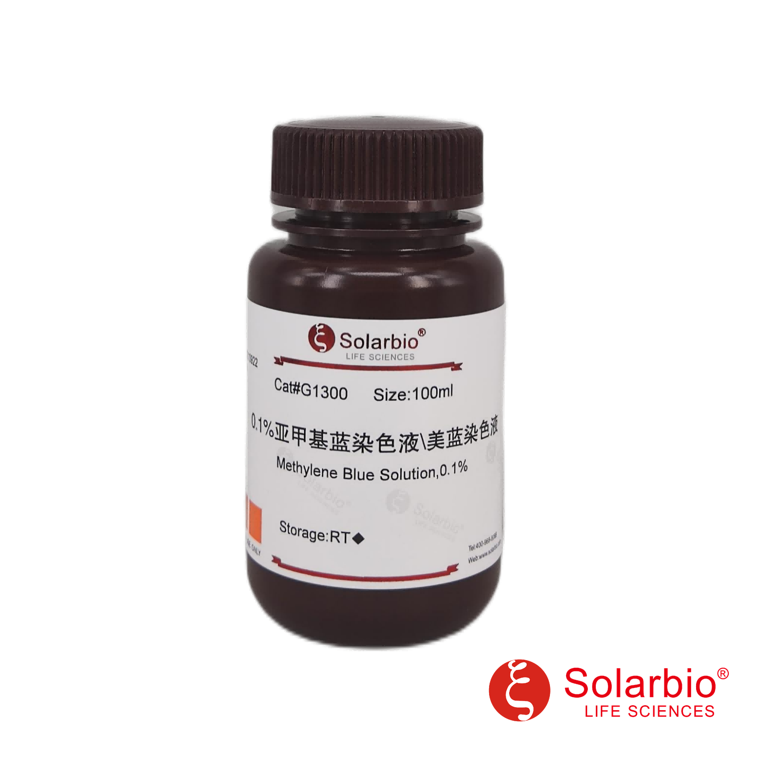 索莱宝亚甲基蓝染色液(0.1%)G1300-100ml
