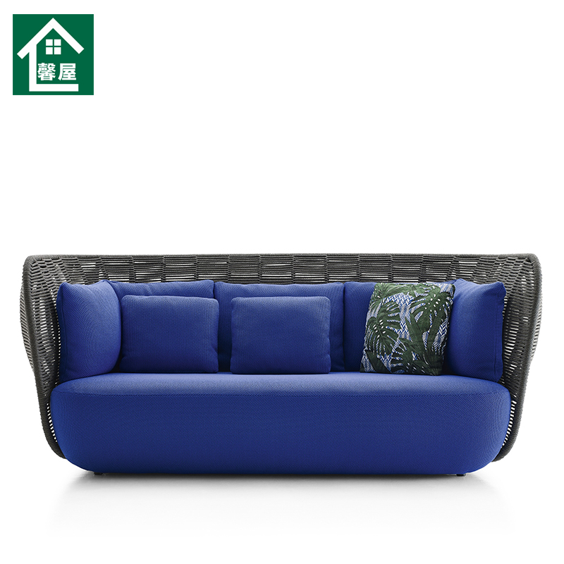Rattan Chair Sofa Outdoor Rattan Hotel Reception Negotiation High Back Creative Nordic Three Person Leisure Rattan Sofa