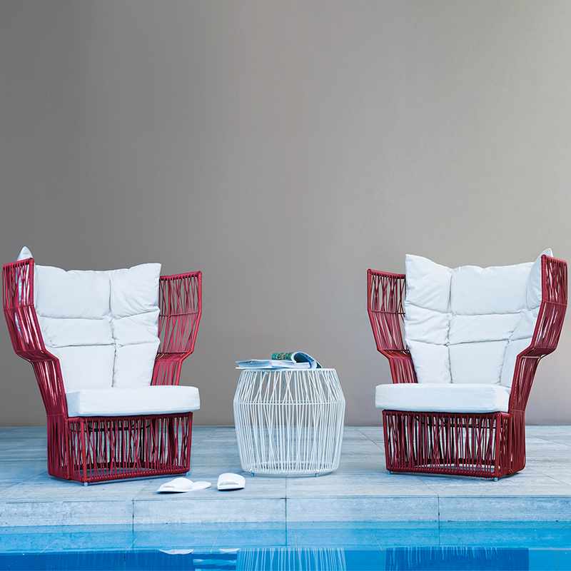 Rattan Chair Backrest Chair Garden Leisure Nordic Color High Back Fine Rattan Rattan Red Designer Rattan Chair Sofa