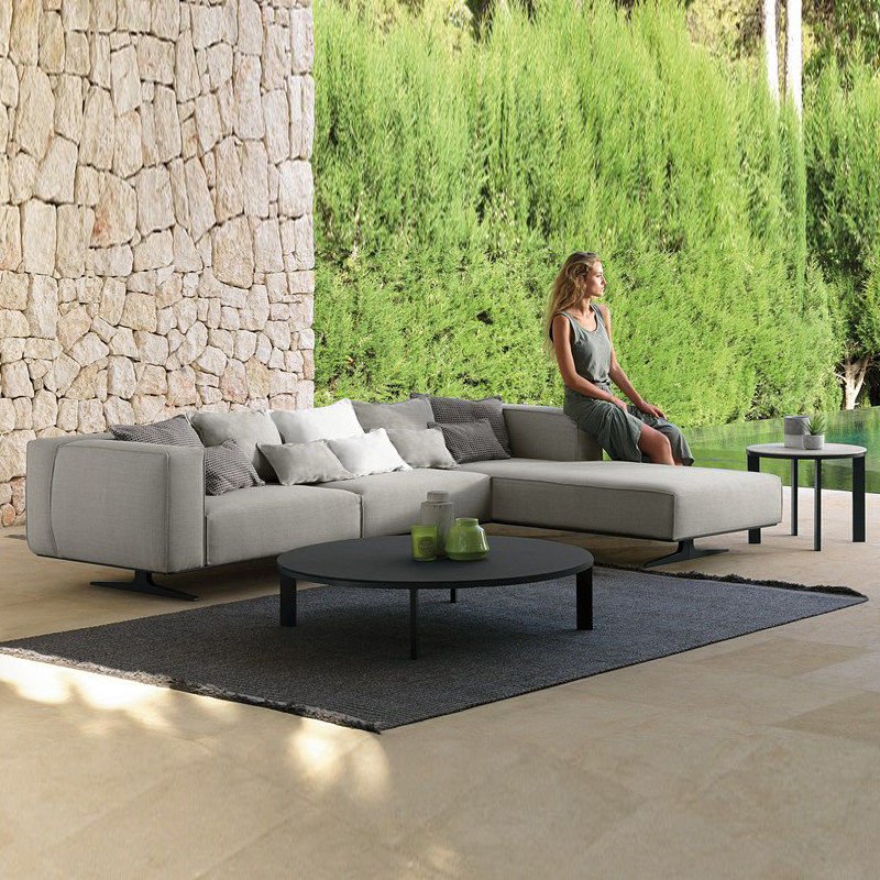 Outdoor rattan sofa Nordic fabric courtyard waterproof leisure swimming pool coffee table combination aluminum tube latex outdoor sofa