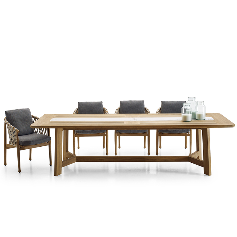 Leisure table and chair combination teak Nordic minimalist ins combination leisure dining decoration villa open-air courtyard table and chair