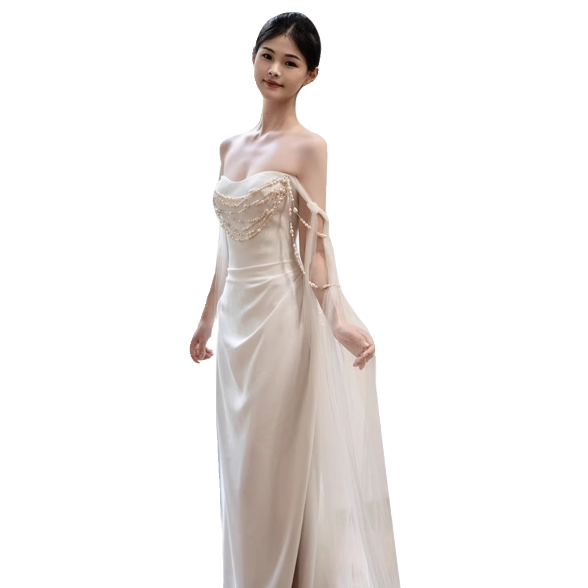Fashionable evening dress, advanced wedding dress, open shoulders,  Fashionable evening dress, advanced wedding dress, open shoulders,