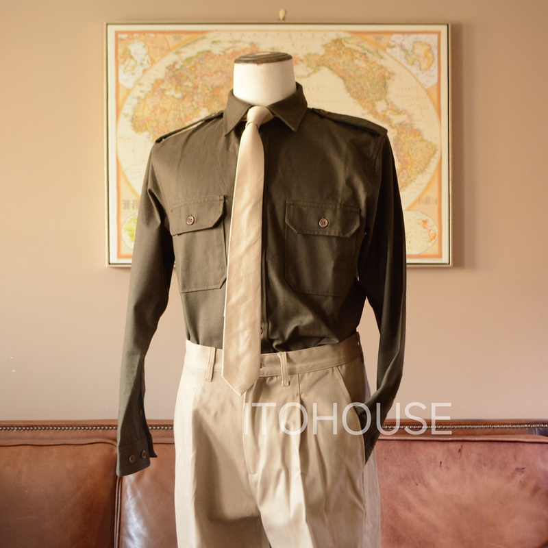 Produced by Itohouse A-2 Officer Shirt Military Green Officer Shirt