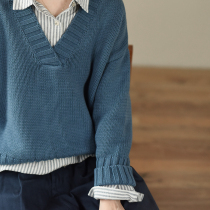 Produced by two people-Story 562 ) Field ) Presence V-neck sweater Special offer