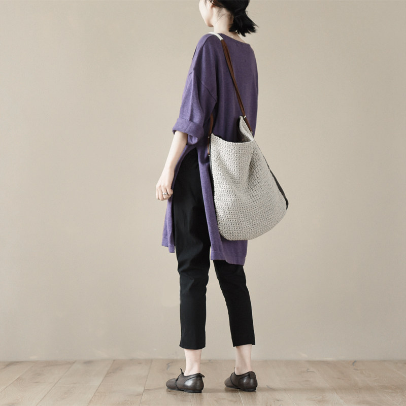 Produced by two people-120th story ) From Poland ) Side high split sweater special offer