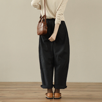 Two-person produced-818th story) movie Dancer) Black rough linen pants Special