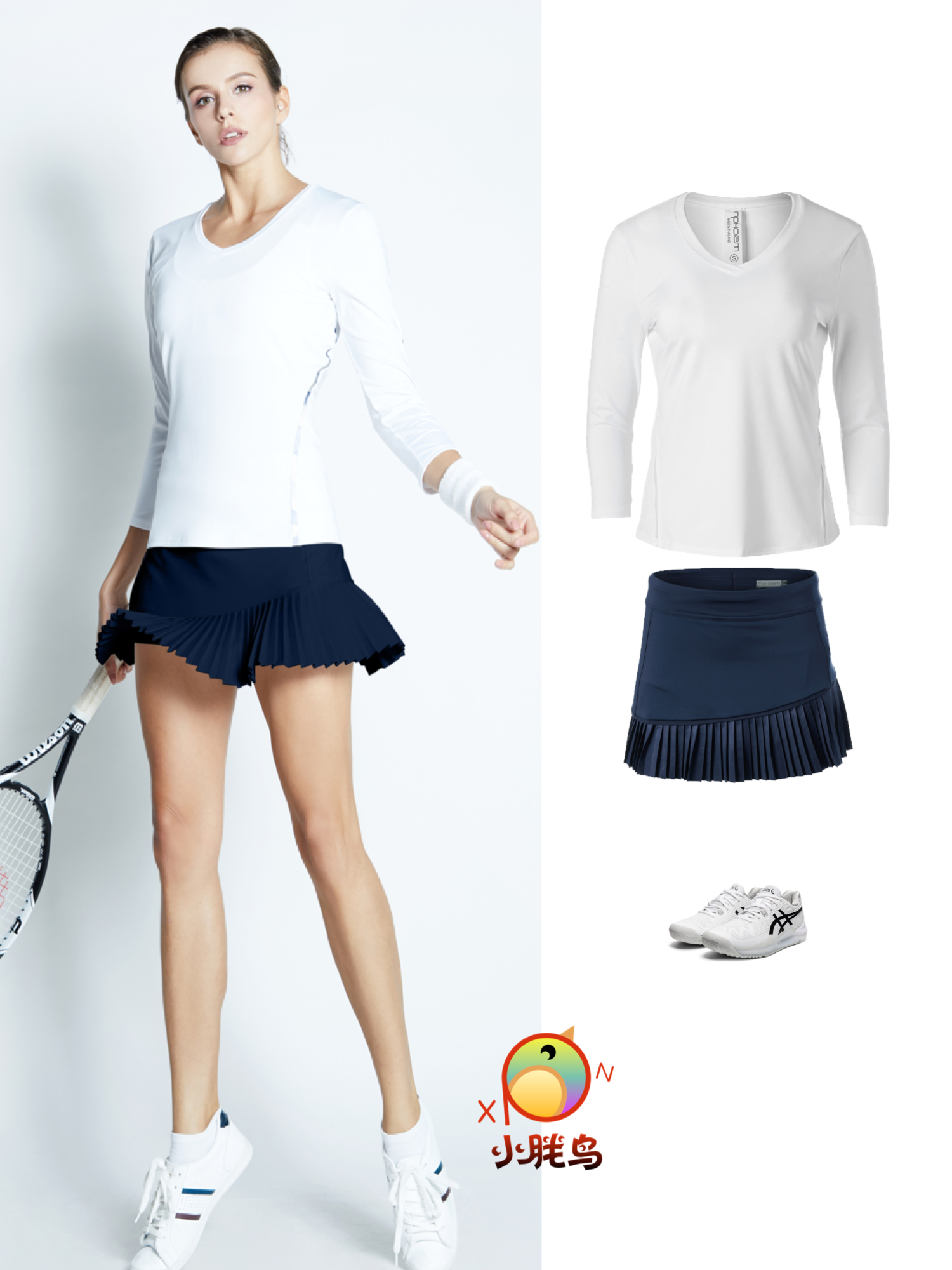 Foreign inphorm women's new high-end fashion tennis sunscreen T-shirt short skirt