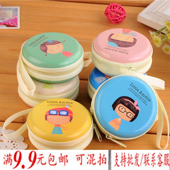 Japan and Korea cute girl coin packet cartoon character creative iron box change wallet 14