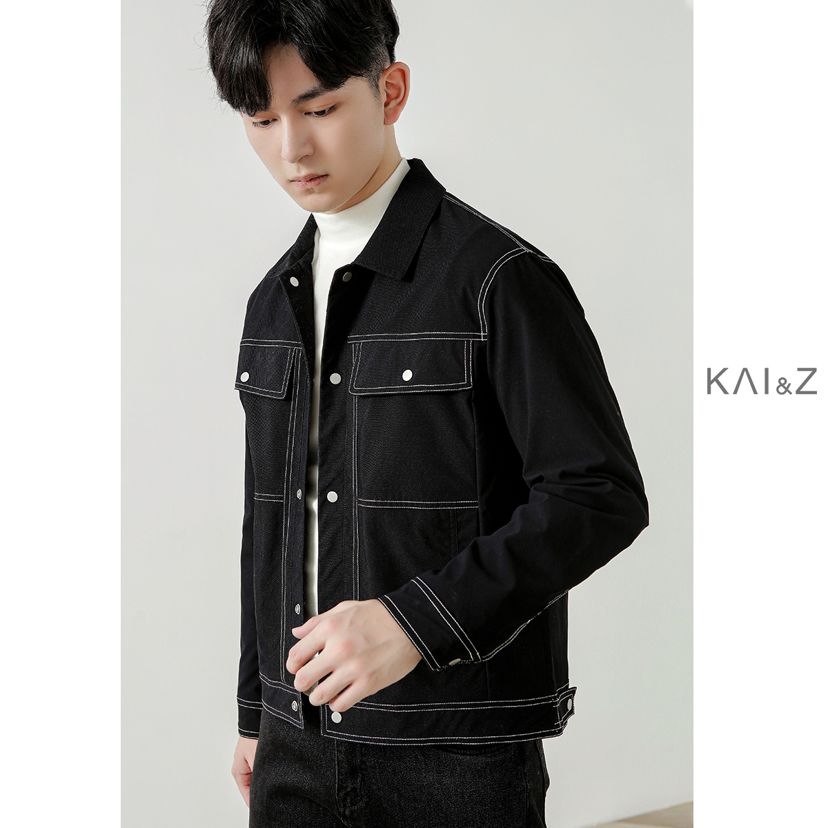 Men's coat spring and fall 2021 new loose tide flower fluff album lights over the casual autumn jacket