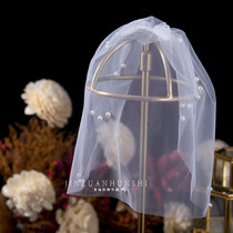 Golden diamond bride 2020 exhibition new small veil wedding sample small tulle wedding headdress photography with makeup veil