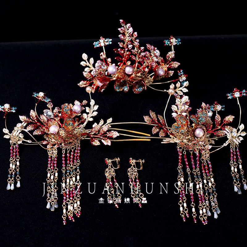Show and head accessories 2021 New Chinese style ancient wind dragon and pineal hanging accessories bride gooey dress wedding accessories streaming suo