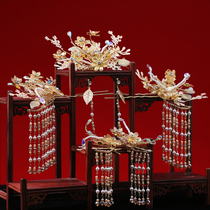 Golden Diamond Bride 2020 new ETE high-end show clothes headdress dragon and phoenix coat accessories Chinese wedding with makeup accessories