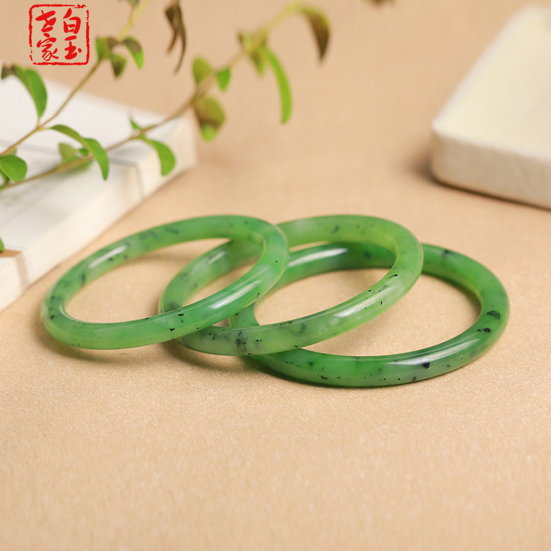 Hetian Jade Jasper round bracelet Russian Wulan Sea Jade Girl round bracelet natural jade bracelet