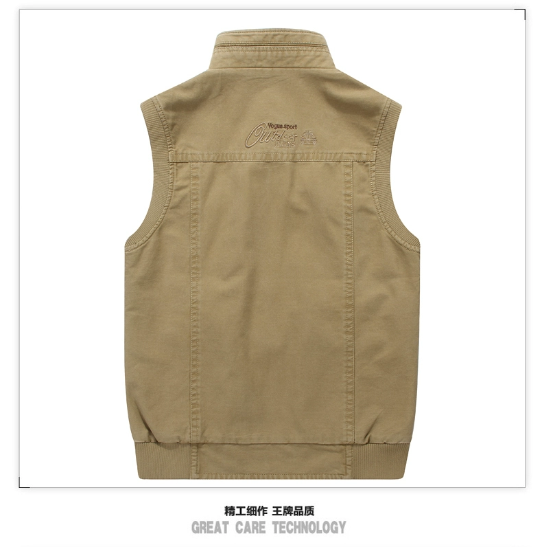 Cotton mùa hè vest nam mùa xuân và mùa thu nhiều túi chụp ảnh vest vai câu cá vest thể thao ngoài trời phần mỏng - Áo vest cotton áo 3 lỗ tập gym