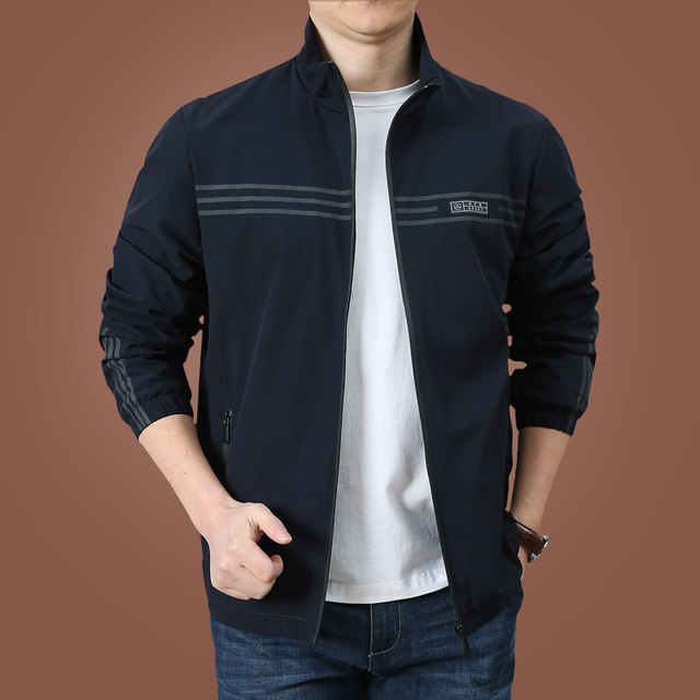 Stand collar men's casual jacket coat men's spring and autumn tops men's loose spring clothing 2024 new clothes middle-aged men's clothing