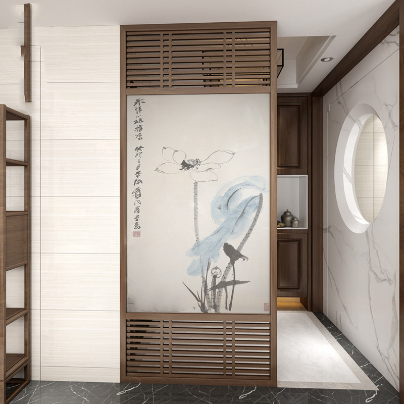 Chinese screen partition living room modern restaurant hotel solid wood porch simple hollowed out home decoration seat screen customization