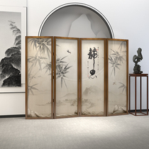 Chinese Style Screen Folding Partition Living Room Hotel Bookhouse Office Solid Wood Genguan mobile mood landscape folding screen
