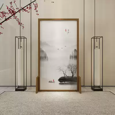 Modern Chinese screen partition living room study Hotel solid wood porch mobile decoration home shade screen
