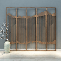 New Chinese Screen Partition Living Room Hotel Bookroom Office Solid Wood Mobile Genguan Folding Hollowed-out Screen Custom