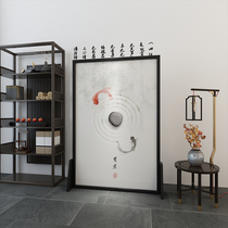 Screen Partition New Chinese Living Room Hotel Bookroom Office Solid Wood Trim Mobile Semi-Overdraft Meditation Meditation Meditation