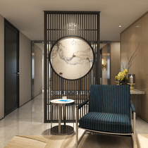 Modern Chinese screen partition living room bedroom Hall entrance fence porch Solid Wood Hollow seat screen customization