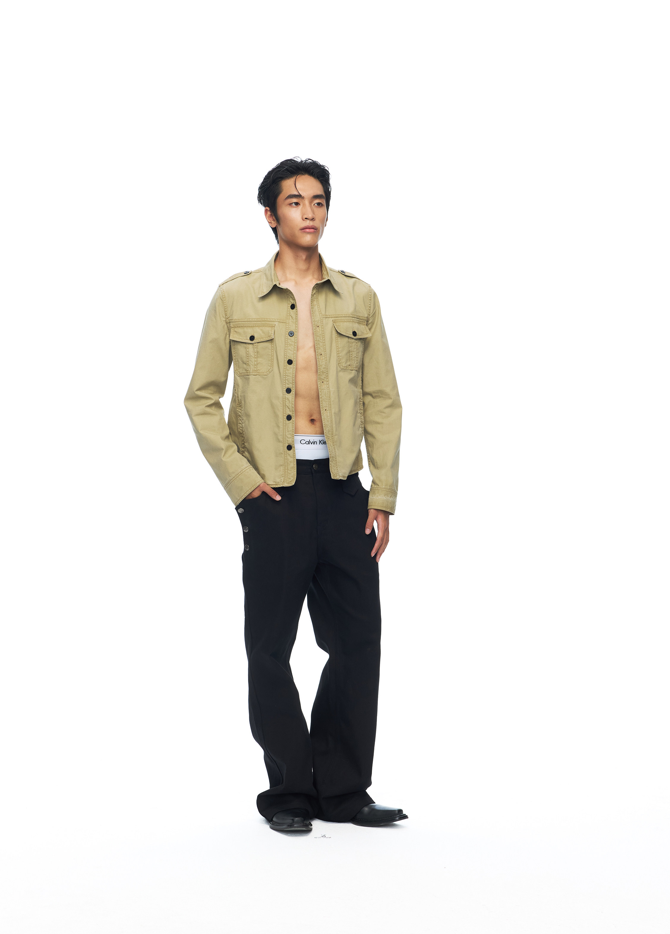 WEAVE Vintage Green-Brown Cropped Jacket