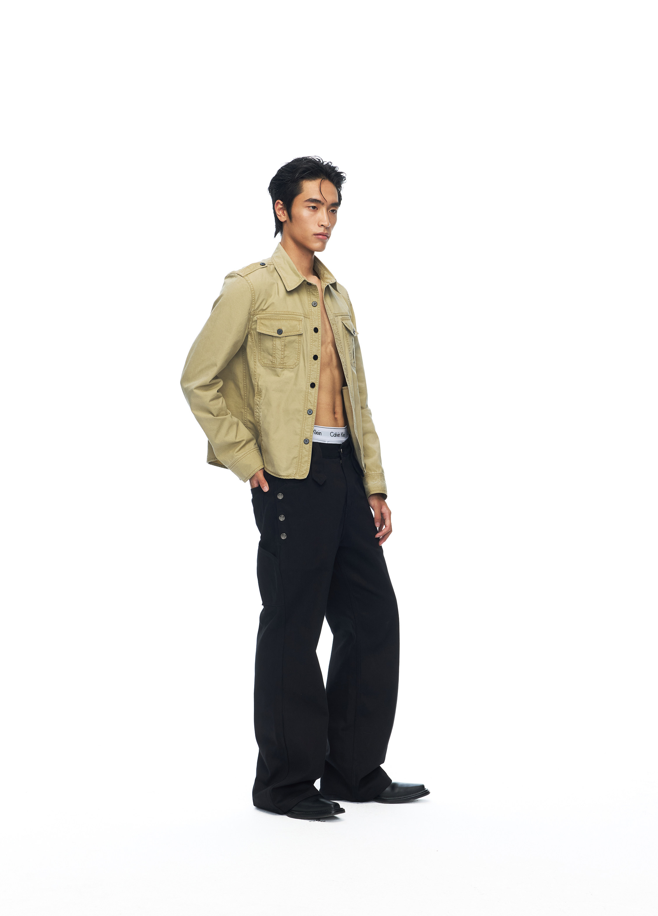 WEAVE Vintage Green-Brown Cropped Jacket