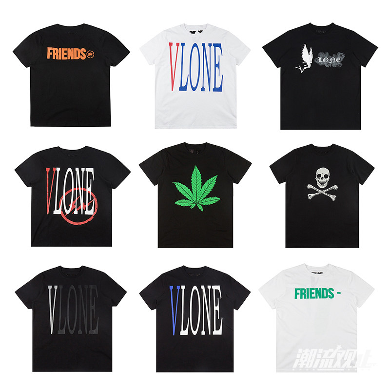 (Broken code clearance) VLONE Big V reflective smoke angel FRIENDS short sleeve T-shirt men Wang Yubo same model