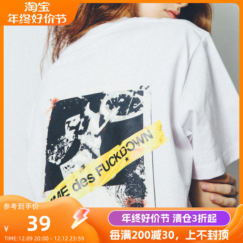 (special price clearance) SSUR PLUS CDFD police cordon short sleeve beauty wave casual loose lovers short sleeve T-shirt-Taobao