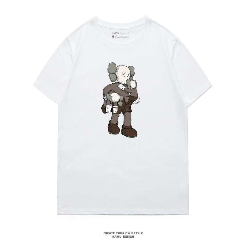 Trendy Brand Kws Short-Sleeved T-Shirt Second Edition Unisex Summer Wear Pure Cotton Loose Niche Couple Wear ins New Limited Edition Tee