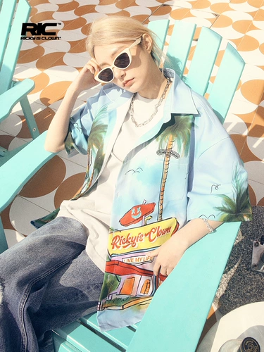 RickyisClown Летняя рубашка для отдыха, короткий рукав