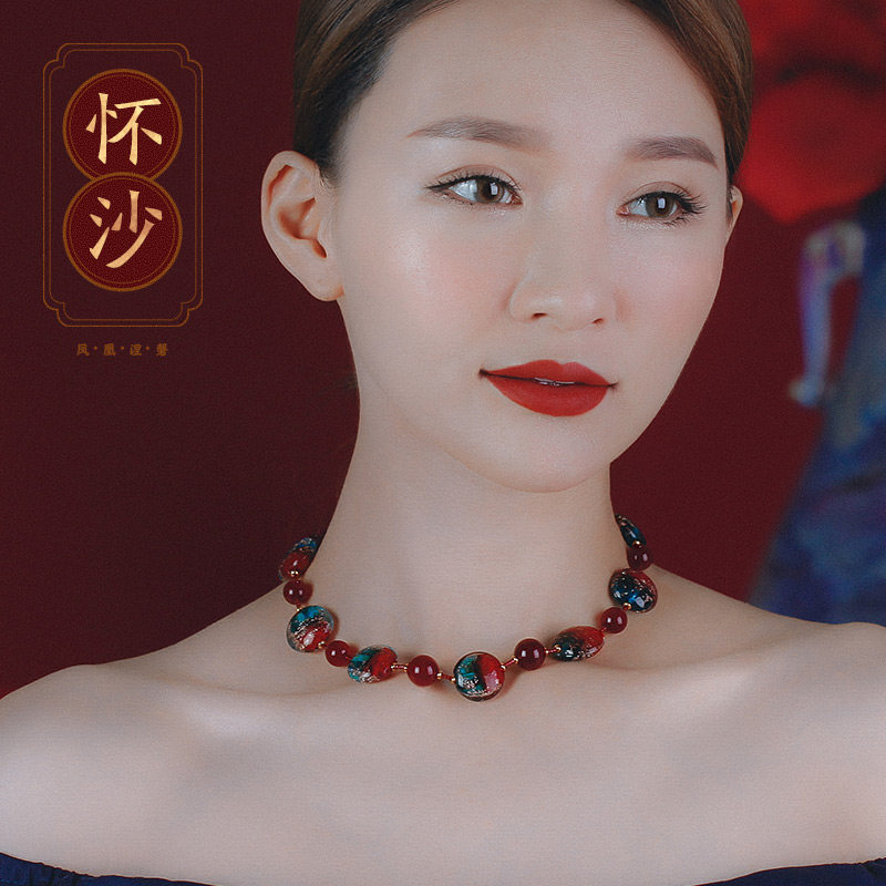Advanced Sensnecklace small crowdsourced handmade original design glazed temperament pendant woman 100 lap personality Han version retro ornament