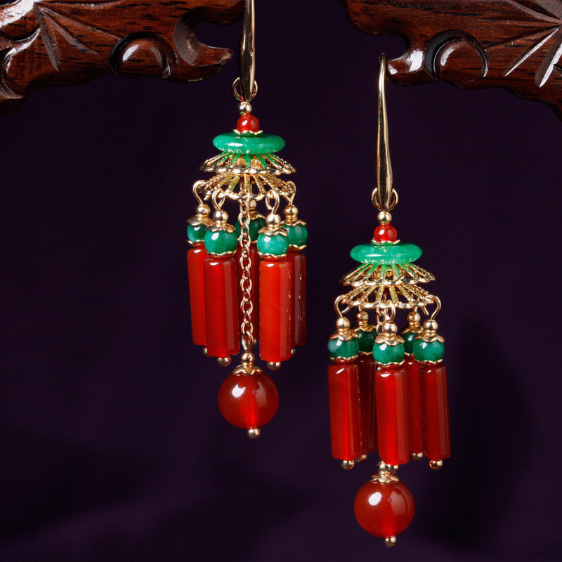 Earrings Woman Long Version Temperament Korea Individuality 100 Hitch National Wind Retro China Wind Manau Earrings Handmade Ear